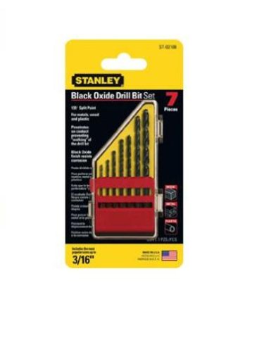 Stanley ST-02108 7 Piece 11/16-Inch to 3/16-Inch Black Oxide Twist Drill Bit Assortment