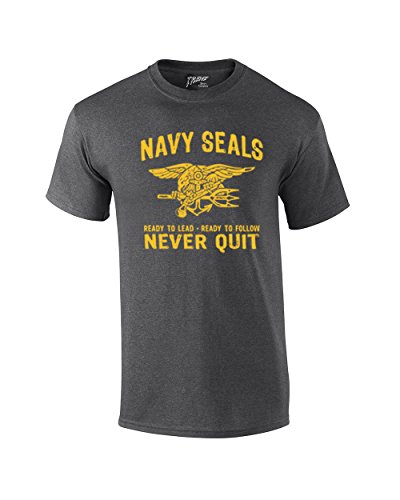 United States Navy Seals Never Quit Adult T-Shirt-heathergray-large