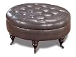Dark Brown Round Tufted Ottoman By Coaster Furniture