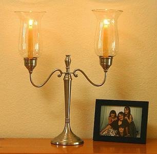 Double Arm Hurricane Candelabra Pewter