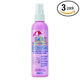 Baby Blanket Sunscreen Spray Lotion, SPF 45, 6 Ounce Bottle  (Pack of 3)
