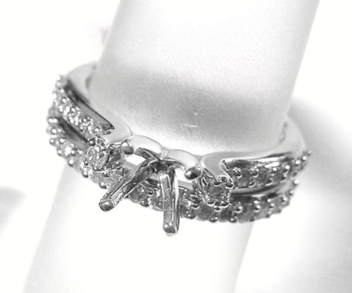 14K White Gold Diamond Wedding Set Semimount   0.62 Ct.