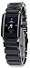 Ladies Tungsten Oniss Swiss Movement Black with Silver Trim Rectangle Design Diamonds Sapphire