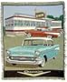 57 Chevy Chevrolet and Old Time Diner Cotton Throw Blanket Rug Afghan New Gift