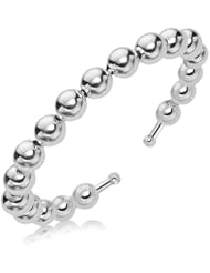 Sterling Silver Rhodium Plated Open Cuff with a Bead Style (8mm)