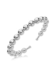 Sterling Silver Rhodium Plated Open Cuff with a Bead Style (8mm)