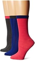 Nine West Women's Rib Sold Cable Crew Socks (3-Pack)