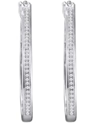 10K White Gold 0.15CT White Diamond Micro-Pave Hoop Earring