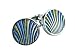 Unique Blue, Yellow, & Teal Enamel Round Silver Cufflinks with Presentation Box