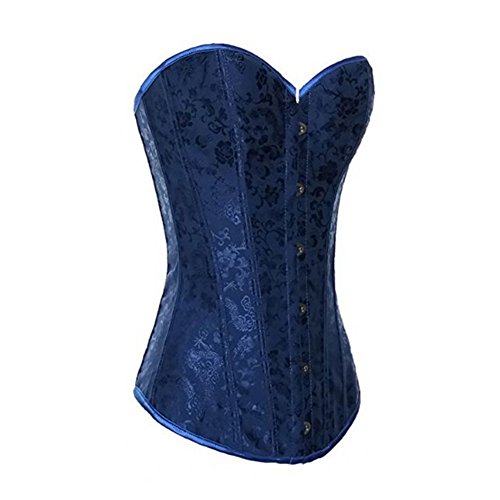 Muka Women Blue Brocade Renaissance Fashion Corset Lingerie Halloween Costume