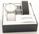Kenneth Cole REACTION Women's RK6007 Analog Stones Bezel White Strap Watch Box Set