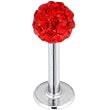 16 Gauge Red Ferido Ball Labret Monroe Tragus MADE WITH SWAROVSKI ELEMENTS