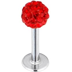 16 Gauge Red Ferido Ball Labret Monroe Tragus MADE WITH SWAROVSKI ELEMENTS