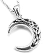 Sterling Silver Celtic Knot Crescent Moon Pendant with 18 Necklace