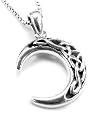 Sterling Silver Celtic Knot Crescent Moon Pendant with 18" Necklace