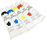Pack of 5 Oil Colour Paints 12ml Tubes Black Blue Yellow Red White Artist Set