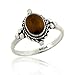 Silver GENUINE TIGER EYE STONE BALI BEAD OVAL RING