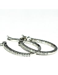 Diamond Hoop Earrings Platinum Pair 1/4 Ct Tw;P;Diamond Hoop Earrings