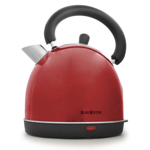 Klarstein TK-WK-ZD8-R Wasserkocher im Retro Teekessel Design - Edelstahl, Cool-Touch Griff, 1.8 L, 2200 Watt, rot