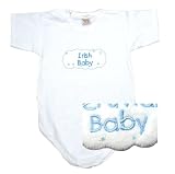 BABY BODYSUIT WHITE EMBROIDERY  LITH BLUE CLOUD IRISH  IRELAND 6 - 9 Months