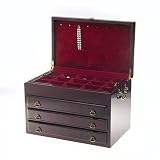 Wallace Three-Drawer Jewelry Chest with Mahogany Lacquered Finish