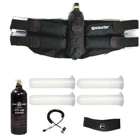 Paintball Spyder 4 +1 Deluxe Harness, Tank, Remote - & NECK PROTECTOR!