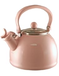 Kitchen: Calypso Basics 2-2-Quart Enamel-on-Steel Whistling Teakettle with Glass Lid, Pink - Calypso Basics