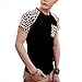 uxcell Men Round Neck Color Block Leopard Prints Raglan Sleeves T-Shirt Brown 40