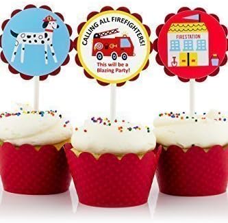 Fire Truck Party Cupcake Toppers