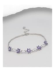 Purple CZ Bracelet In 92.5 Sterling Silver