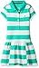 Nautica Girls' Pique Dress with Offset Stripe Skirt and Flat Knit Collar
