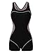 ReliBeauty Women's Boy-Leg One Piece Swimsuit, Black-1, L 6-8