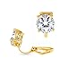 2CT Brilliant Cut Solitaire Round Cubic Zirconia CZ Clip On Stud Earrings For Women 14K Gold Plated Brass