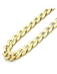 14K Gold 6mm Italian Concaved Light Curb Chain Necklaces ( Available Length 20", 22", 24", 26")