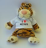 Tiger plush toy with I Love Nexus T-Shirt