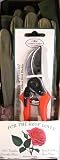 Garden Works Rose Lover Gift Set with Medium Leather Rose Glove and Bypass Pruner