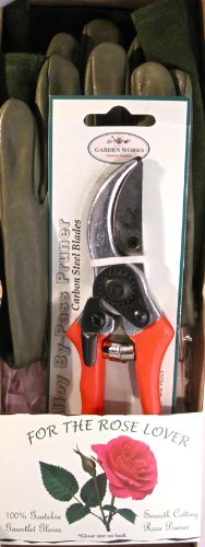 Garden Works Rose Lover Gift Set with Medium Leather Rose Glove and Bypass Pruner