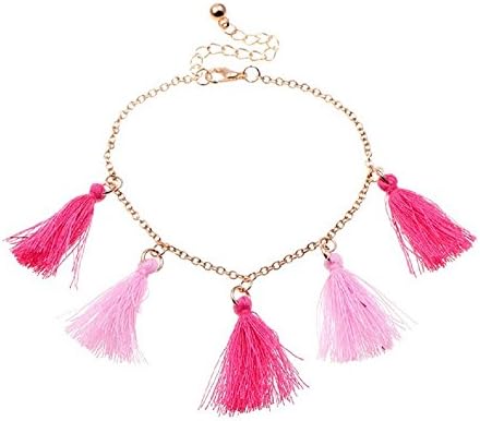 Womens Girls Colorful Tassel Ankle Gold Chain Alloy Charm Barefoot Anklet Jewelry (2)