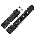 Marburger Uhrband: Kunststoff - 20 mm - schwarz Dess. 1 - silberfarbige Schließe