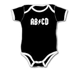 ABCD - Rocker Retro Ringer Tee Silly Baby Onesie, Black