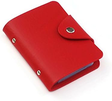 Credit Card Holder Wallet - Business Card Case - High Quality Design - Premium Card Slots - Metal Snap Button Closure - Organize & Protect - Available in a Variety of Vibrant Colors (Fire Engine Red)