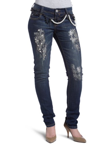 Southpole Junior’s Signature Fit Low Rise Belted Skinny Jean,Destructed Dusk,3