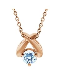0.70 Ct Round Sky Blue VS Topaz 14K Rose Gold Pendant