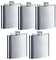 Stainless Steel 6 oz Alcohol Water Flask NEW (set of 5)