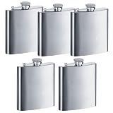 5 x Stainless Steel 6 oz Alcohol Water Flask NEW by As Seen On TV