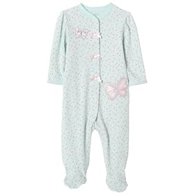 Little Me Layette Footie, Butterfly, Teal