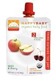 HAPPYBABY Organic Baby Food, Stage 2, Apple & Cherry, 3.5-Ounce Pouches (Pack of 16)