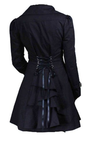 Black - Classic Cotton Victorian Gothic Steam Punk Vampire Corset Riding Jacket Coat Size 14 Black - Classic Cotton Victorian Gothic Steam Punk Vampire Corset Riding Jacket Coat Size 14