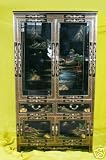 CHINESE BLACk LACQUERED WALL DISPLAY UNIT ORIENTAL FURNITURE