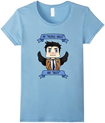 Women's Castiel ''My people skills are rusty'' T-Shirt Medium Baby Blue